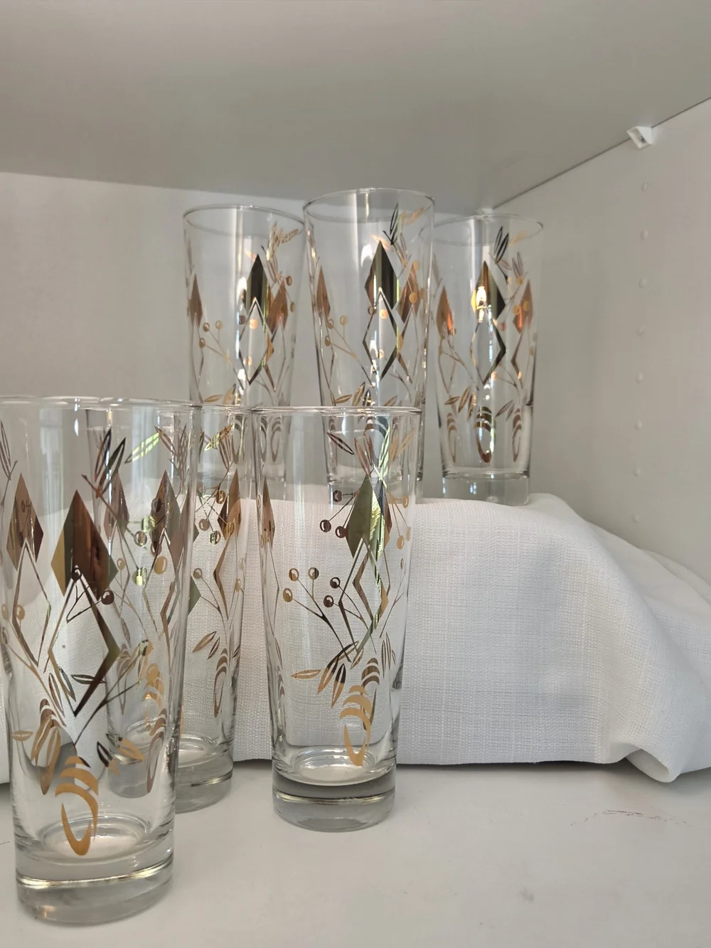 Pristine Vintage MCM Atomic Geometric Gold Highball Glasses - Set of 6  7